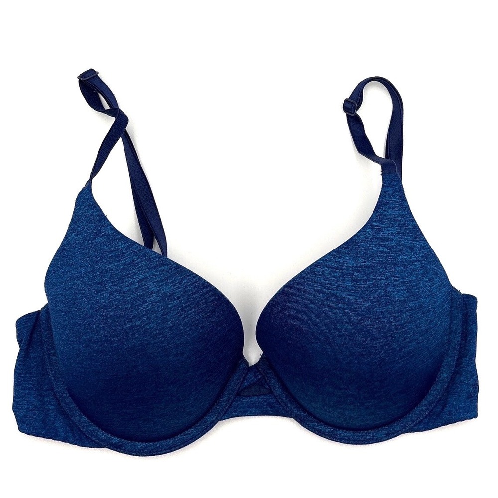 Victoria's Secret Padded Perfect Coverage Bra 32C Blue Space Dye Heathered